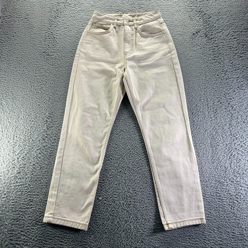 Reclaimed Vintage Jeans Womens 2 Beige Cotton Denim Straight Leg Workwear 90s